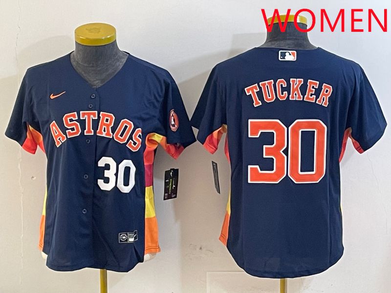 Women Houston Astros 30 Tucker Blue City Edition 2025 Nike MLB Jersey style 2